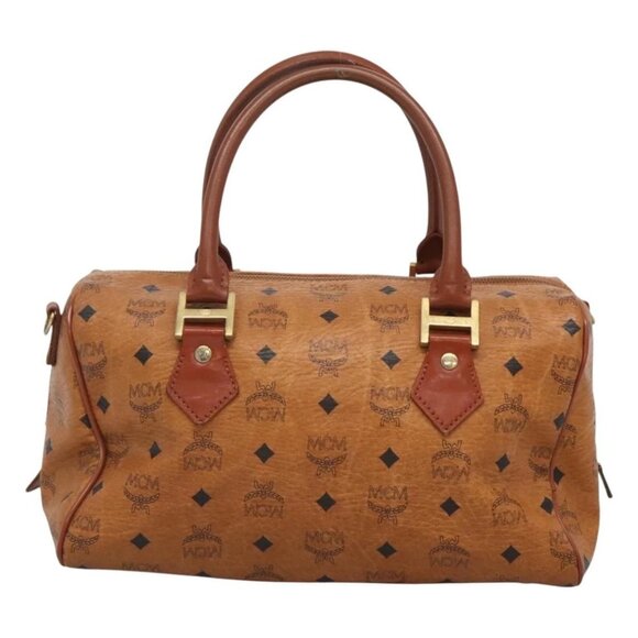 MCM Logogram Vicetos Hand Bag PVC Leather Brown Gold - Picture 2 of 15